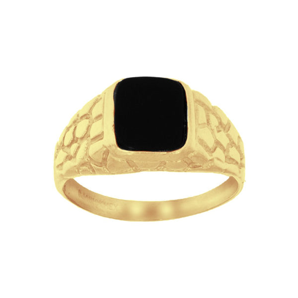 Anillo Oro 10k, con Piedra Cuadrada Onix - Infiniti Joyas