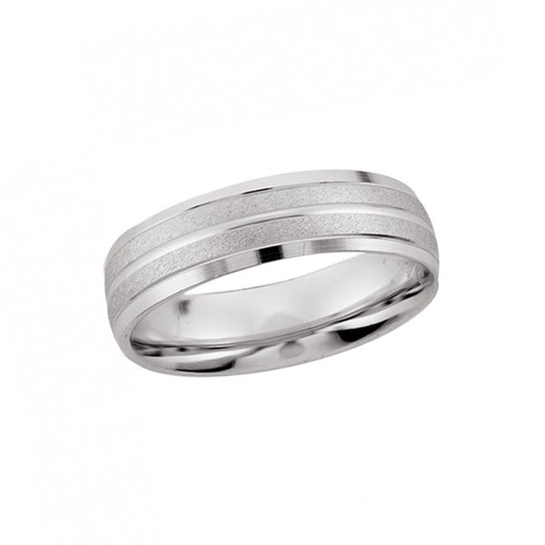 Argolla Oro Blanco 14k - Acabado Diamantado, Ancho de 6 mm - Infiniti Joyas