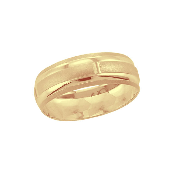 Argolla Oro 10k, 6 mm, Acabado Satinado con Líneas Lisas  *PRECIO UNITARIO - Infiniti Joyas