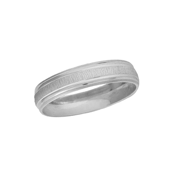Argolla Oro Blanco 10k, 4 mm, Acabado Texturizado Bisel Liso y Mate  *PRECIO UNITARIO - Infiniti Joyas