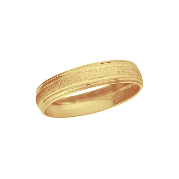 Argolla Oro 10k, 4 mm de Ancho, Acabado Texturizado Bisel Liso y Mate, Oro 10k *PRECIO UNITARIO - Infiniti Joyas