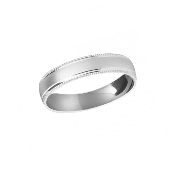 Argolla Oro Blanco 10k, 4 mm Acabado Satinado Bisel Liso y Carrucha *PRECIO UNITARIO - Infiniti Joyas