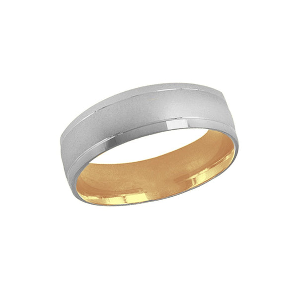 Argolla Oro Blanco 10k, Satinado Bisel Liso Con Confort, 6 mm  *PRECIO UNITARIO - Infiniti Joyas