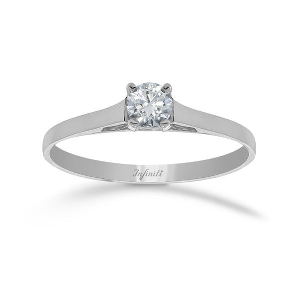 Anillo Solitario Oro Blanco 14k - Zirconia de 4 mm