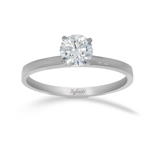 Anillo Oro Blanco 14k, Solitario con Zirconia de 5.50 mm