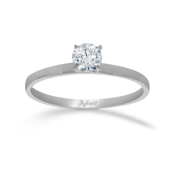Anillo Oro Blanco 14k - Solitario Zirconia de 4 mm