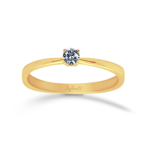 Anillo Oro 14k, Solitario Zirconia 3 mm - Infiniti Joyas