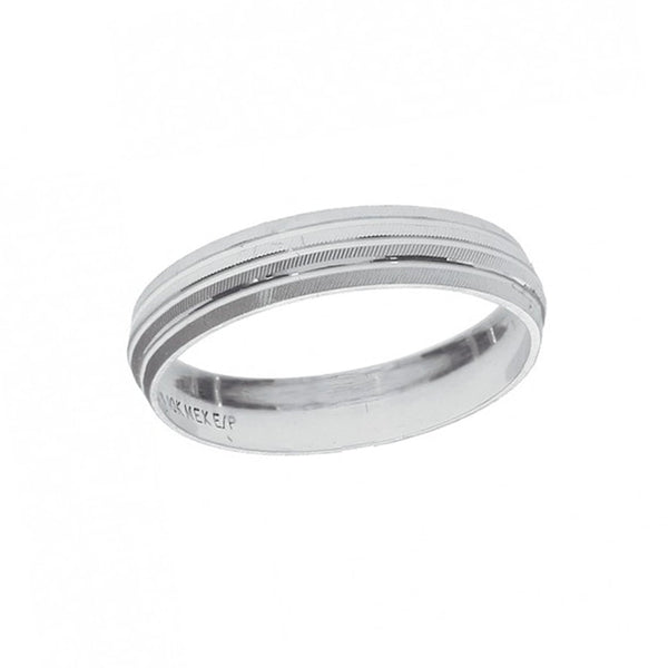 Argolla Oro Blanco 10k - Acabado Liso Diamantado, Ancho 4 mm - Infiniti Joyas