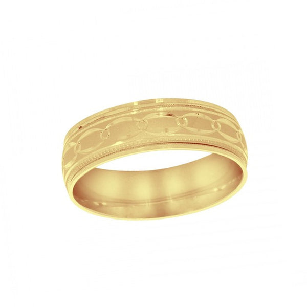 Argolla Oro Amarillo 10k - Acabado Combinado Liso Mate, Ancho de 6 mm - Infiniti Joyas