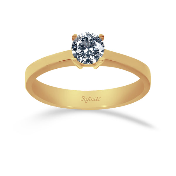 Anillo Oro 14k - Solitario Zirconia Central 5 mm