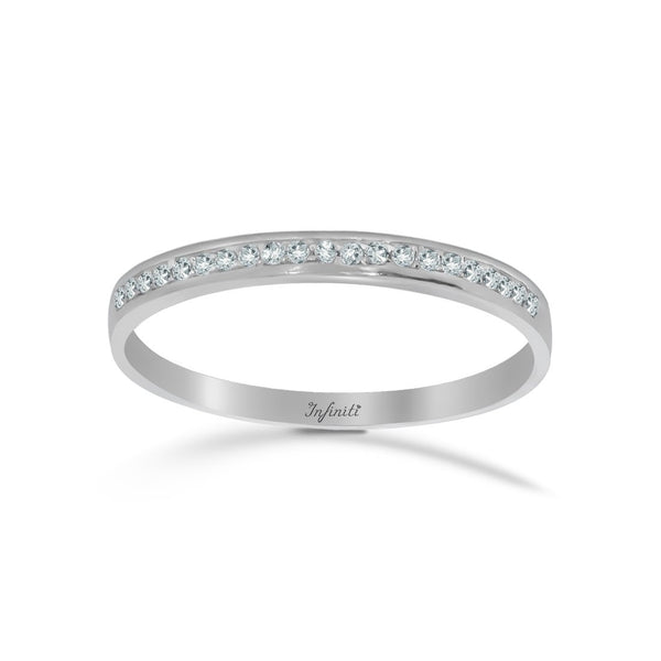 Churumbela Oro Blanco 10k, Zirconias de 1 mm Estilo Canal - Infiniti Joyas