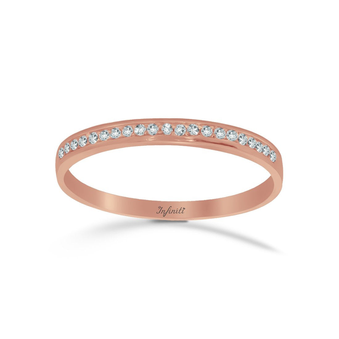 Churumbela Oro Rosa 10k, Estilo Canal Zirconias 1 mm - Infiniti Joyas