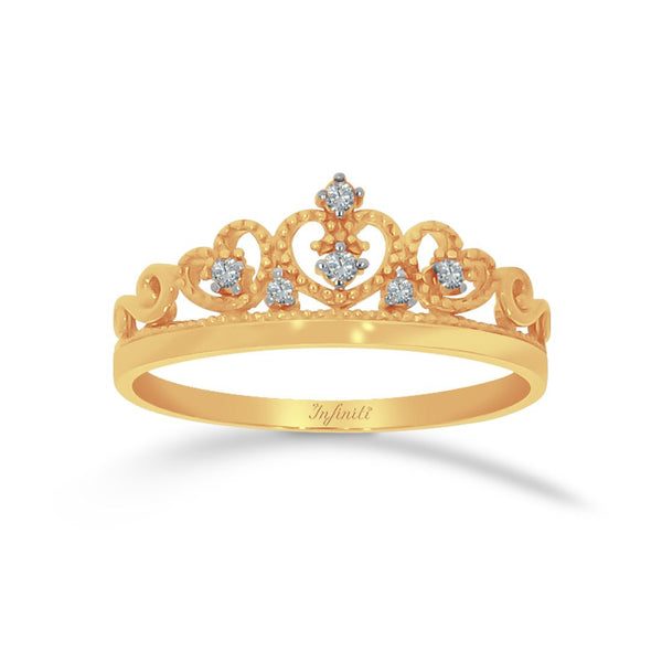 Anillo Oro Amarillo 10k, Corona con Zirconias - Infiniti Joyas