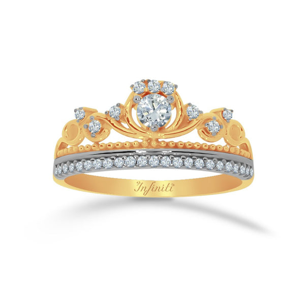 Anillo Oro Amarillo 10k, Corona con Zirconias - Infiniti Joyas