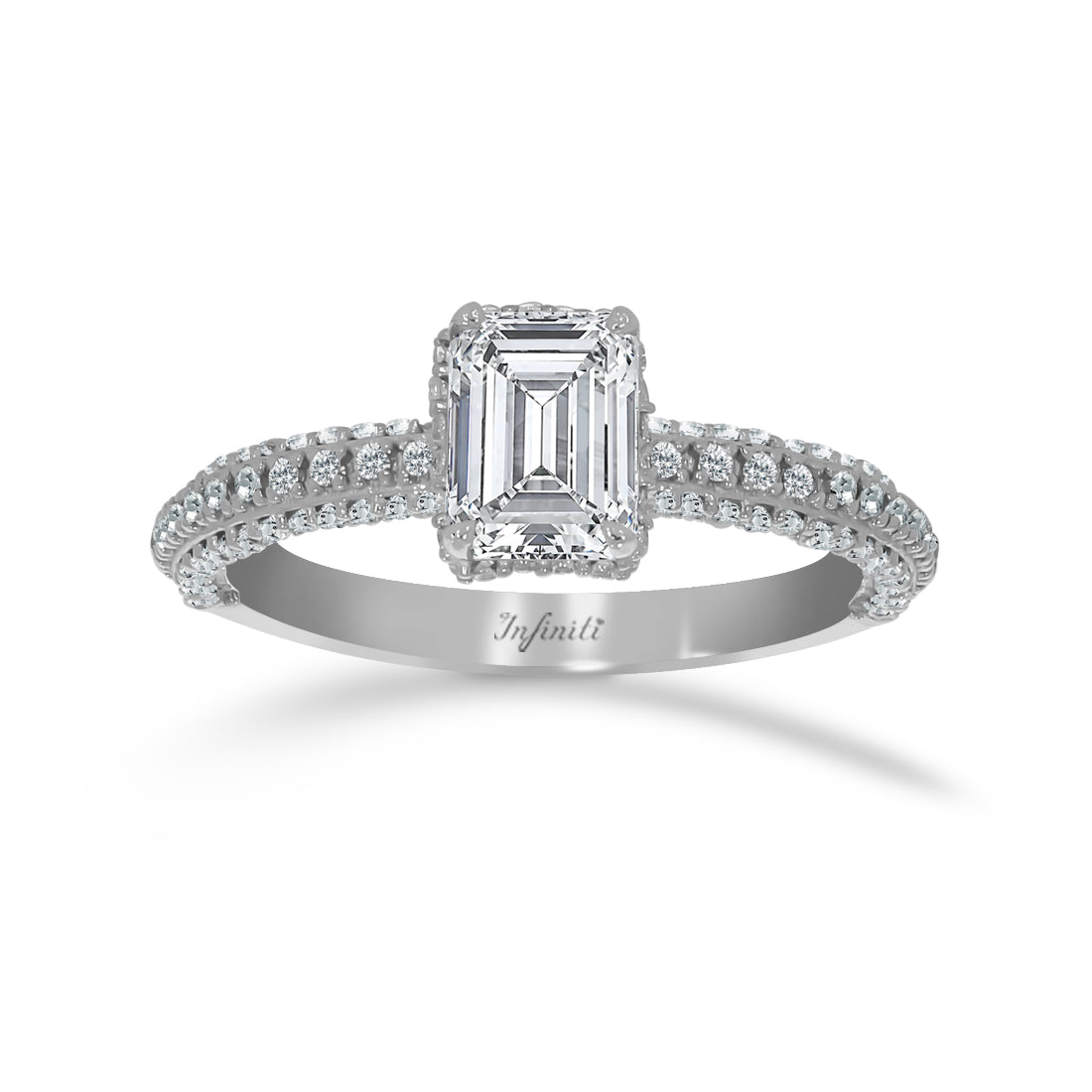 Anillo Oro Blanco 10k- Estilo Belinda con Zirconia