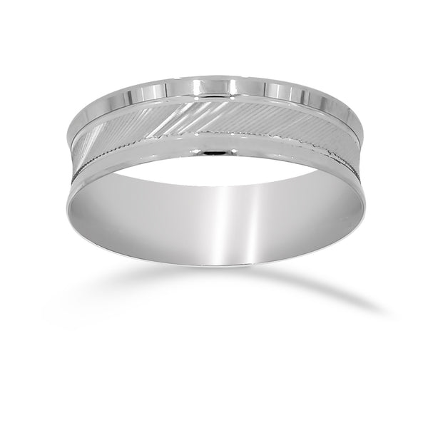 Argolla Oro Blanco 10k - Acabado Mate Liso con Confort, Ancho 6 mm