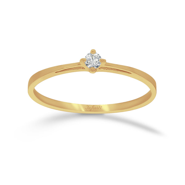 Anillo Oro 14k - Solitario Diamante de 5 Puntos