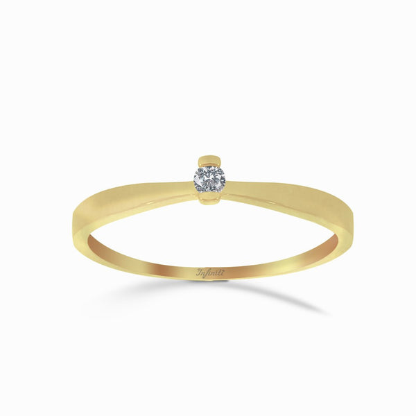 Anillo Oro 14k, Solitario Diamante de 4 Puntos - Infiniti Joyas