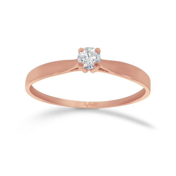 Anillo Solitario Oro Rosa 14k, Diamante de 21 Puntos