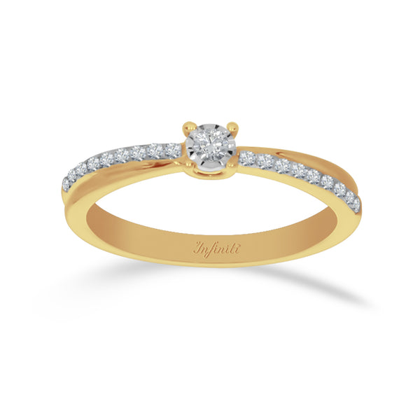 Anillo Oro 14k - Pavé con Diamante 12 Pts Totales