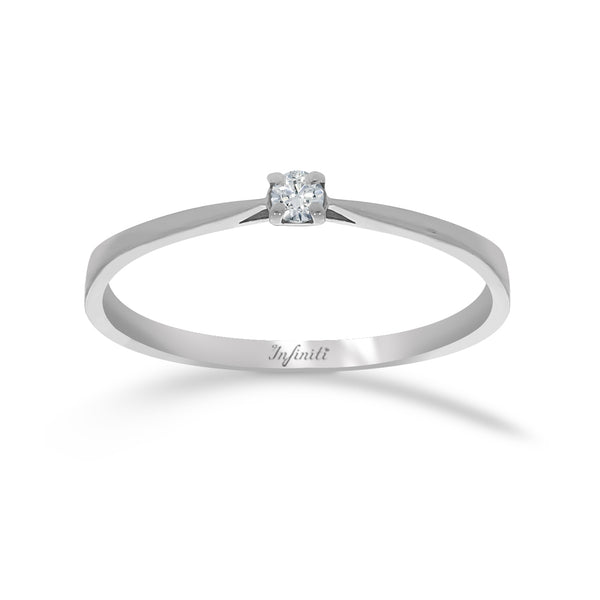 Anillo Oro Blanco 14k - Solitario Diamante de 5 Puntos