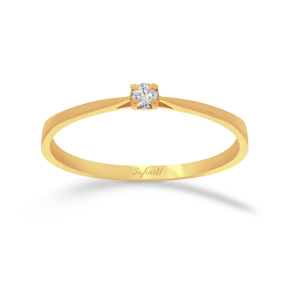 Anillo Oro 14k - Solitario Diamante de 5 Puntos