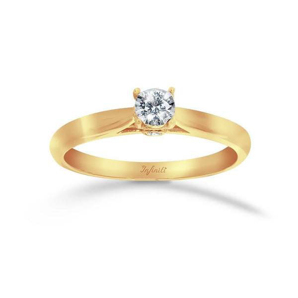 Anillo Oro 14k, Diamante 10 Puntos Totales - Infiniti Joyas