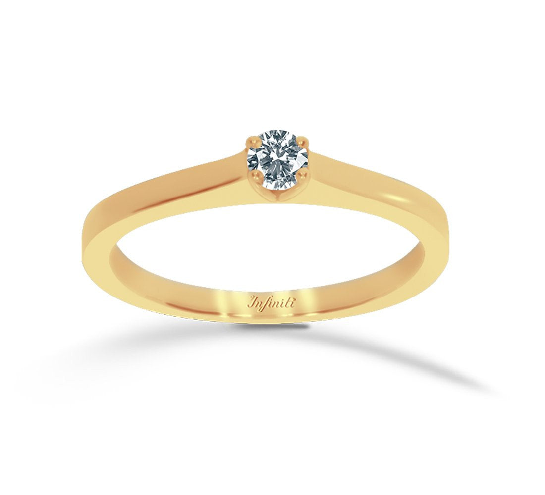 Anillo Solitario Oro 14k, Diamante de 15 Puntos - Infiniti Joyas