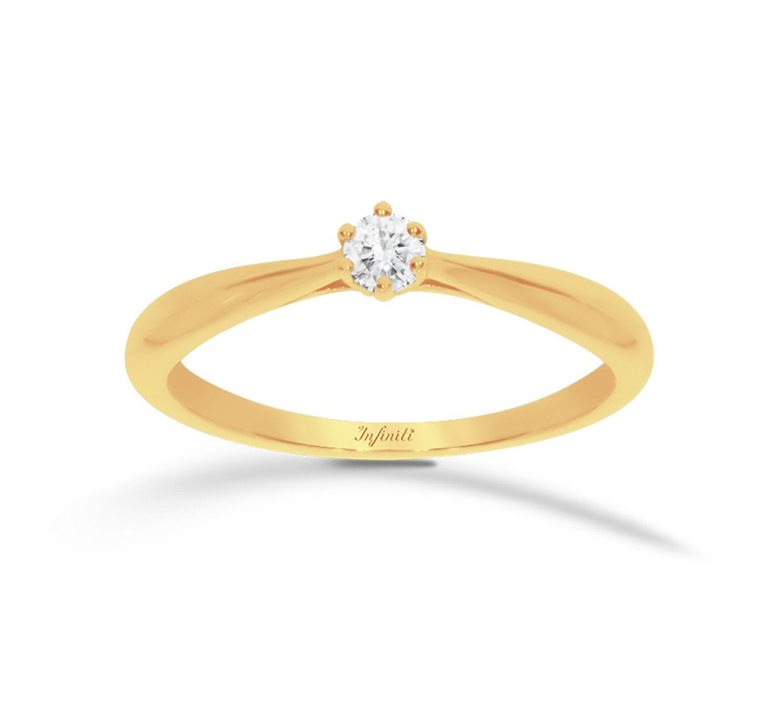 Anillo Solitario Oro 14k, Diamante de 10 Puntos - Infiniti Joyas