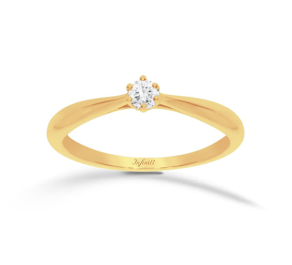 Anillo Solitario Oro 14k, Diamante de 10 Puntos - Infiniti Joyas