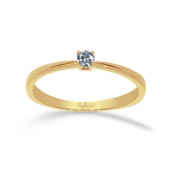 Anillo Oro Amarillo 14k, Solitario Diamante 7 Puntos - Infiniti Joyas