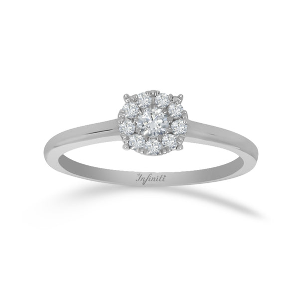 Anillo Oro Blanco 14k - Halo Diamantes con 20 Pts Totales