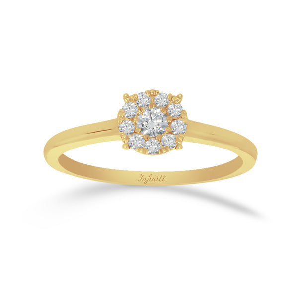 Anillo Oro 14k - Halo Diamantes con 20 Pts Totales