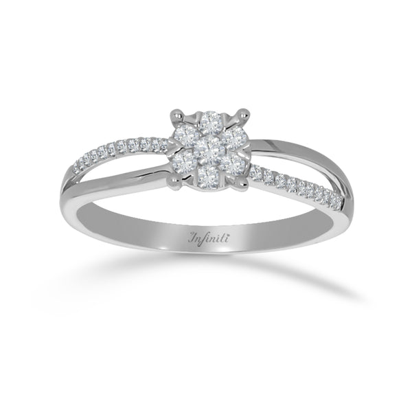 Anillo Oro Blanco 14k - Halo Infinito Diamantes 22 Pts Totales
