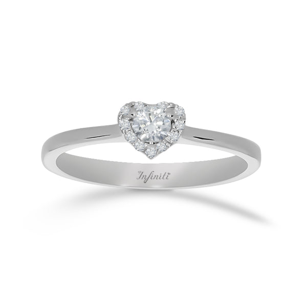 Anillo Oro Blanco 14k - Corazón Diamantes 21 Pts Totales