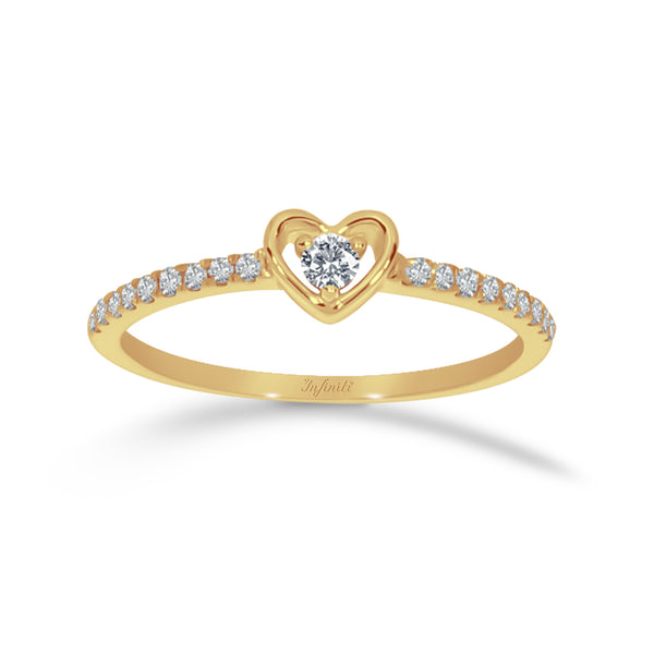 Anillo Oro 14k - Corazón Diamantes 14 Pts Totales