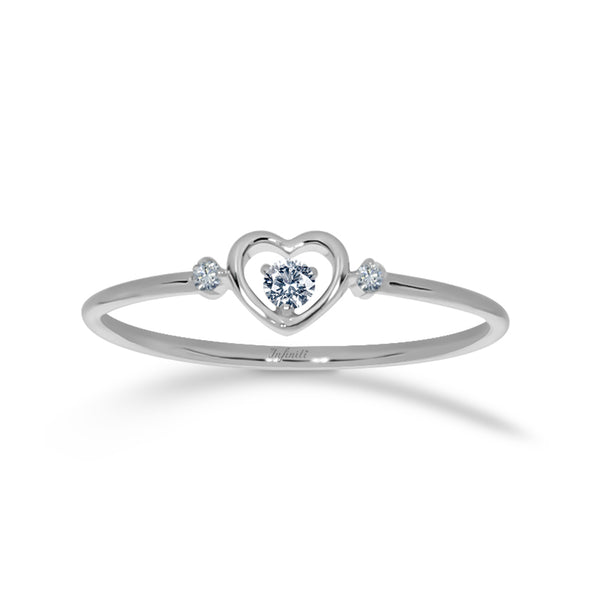 Anillo Oro Blanco 14k - Corazón Diamantes 8 Pts Totales