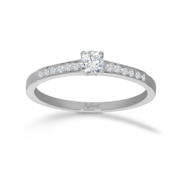 Anillo Oro Blanco 14k - Pavé Diamante 25 Pts Totales