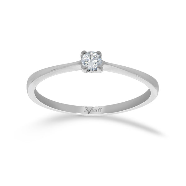 Anillo Solitario Oro Blanco 14k, Diamante de 10 Puntos