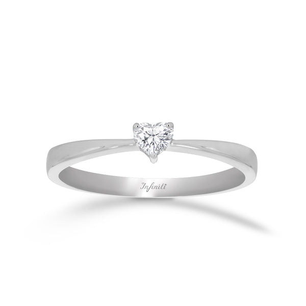 Anillo Oro Blanco 14k -Diamante de Corazón 14 Puntos