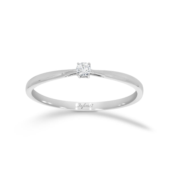 Anillo Oro Blanco 14k - Solitario Diamante 0.045 ct