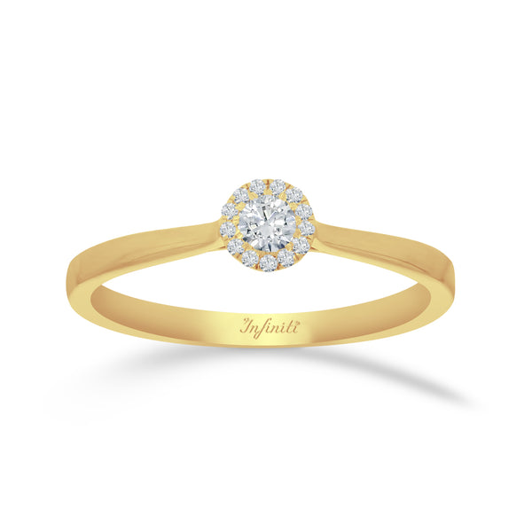 Anillo Oro 14k - Halo con Diamantes 14 Puntos Totales