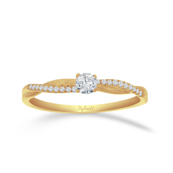 Anillo Oro 14k - Trenzado con Diamantes 20 Puntos Totales