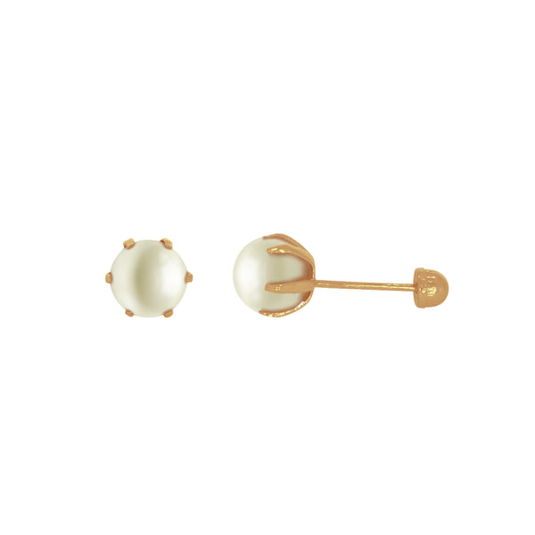 Broquel Perla 4 mm, Oro 10k