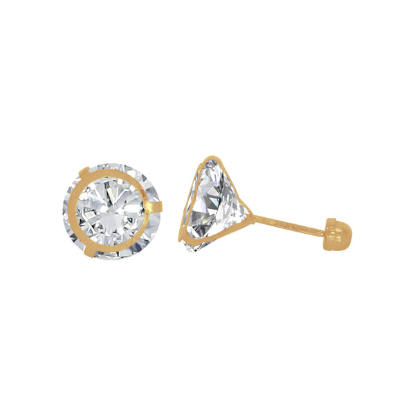 Broquel Zirconia 8 mm con Bisel, Oro 10k
