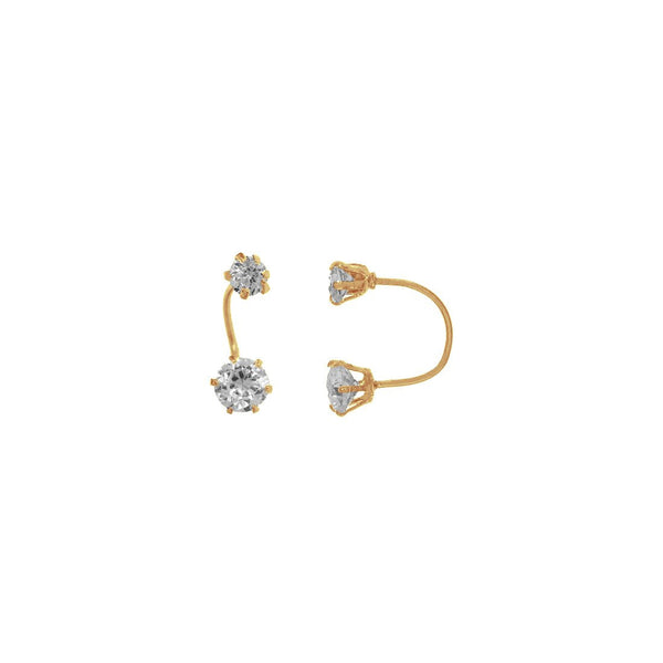 Broquel curvo Zirconias 4 x 3 mm, Oro 14k - Infiniti Joyas