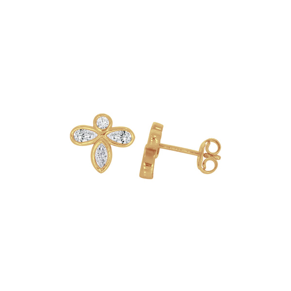 Piercing Oro 14k - Flor con Zirconias 1 cm Ancho