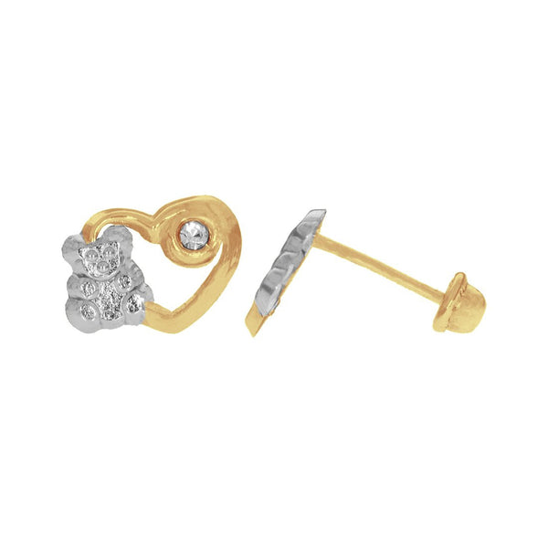 Broquel Corazón y oso, Oro 10k - Infiniti Joyas
