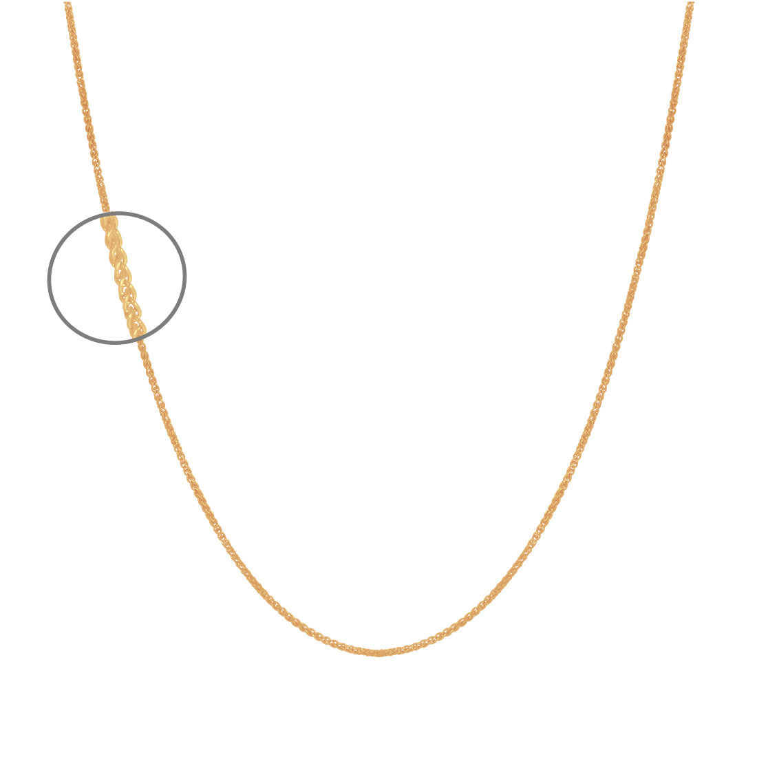 Cadena Oro 14k - Espiga Redonda 0.9 mm, 45/50 cm Largo