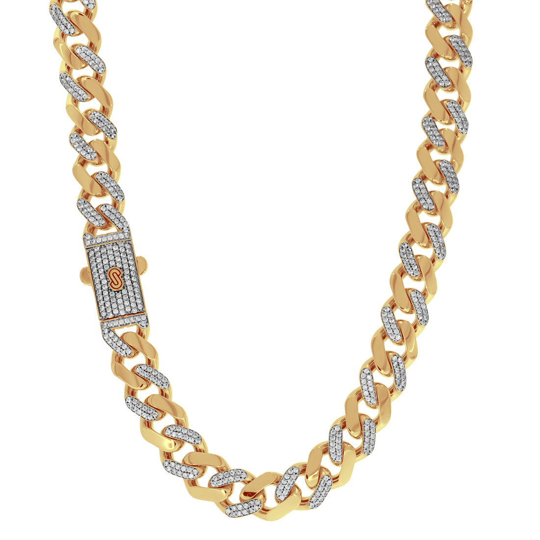 Cadena Oro 10k - Cubano de 60 cm, Ancho 11 mm